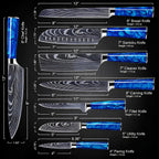 Syvek Japanese Damascus 8-Piece Set – Sapphire Resin Edition