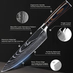 Syvek Japanese Damascus 8-Piece Set – Crimson Pakkawood Edition